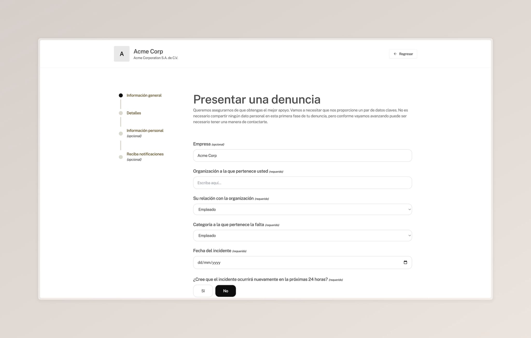 Reporting page mockup